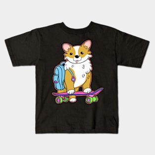 Corgi on skateboard Kids T-Shirt